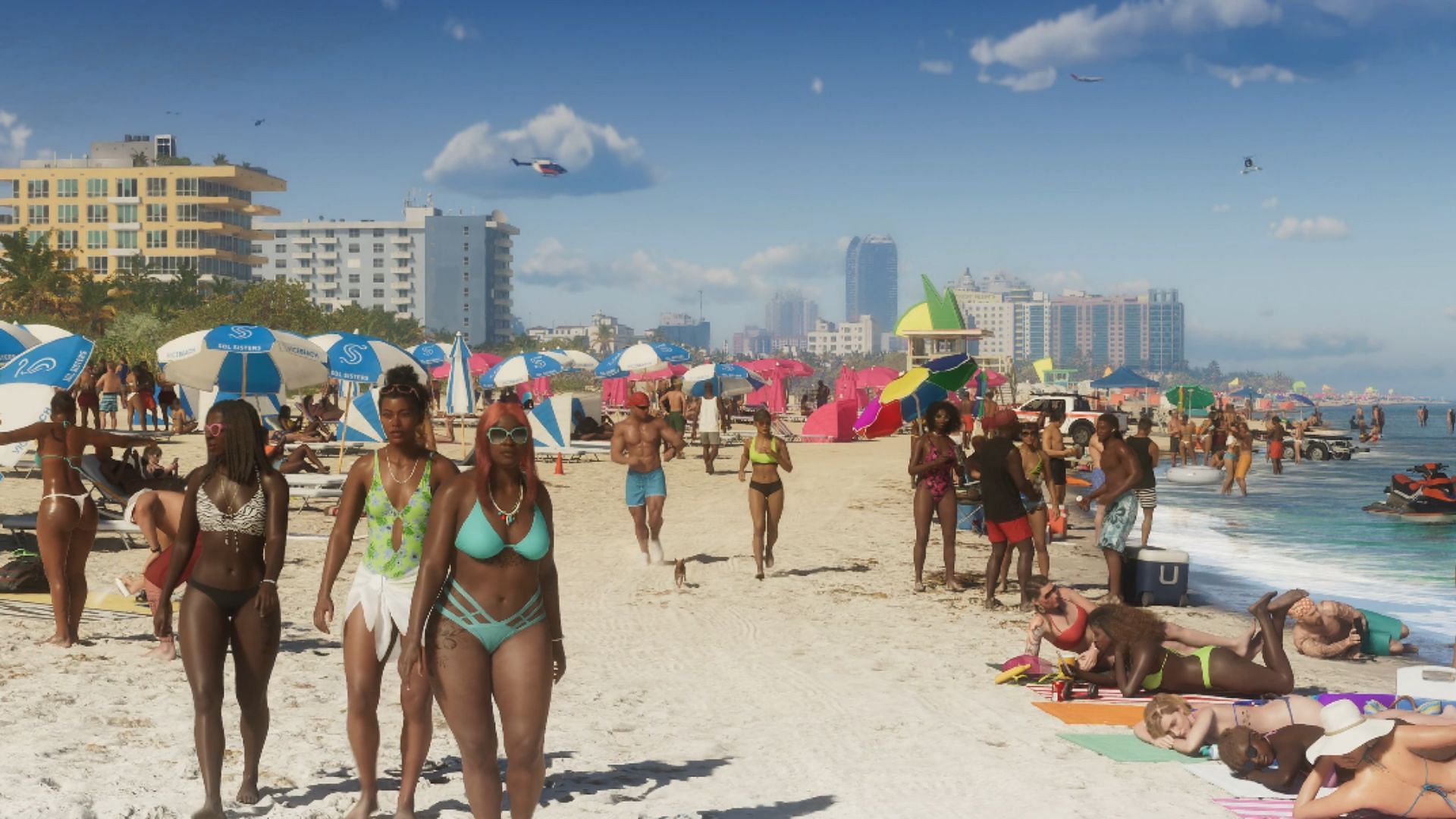 NPCs engaging in different activities at the beach (Image via Rockstar Games)